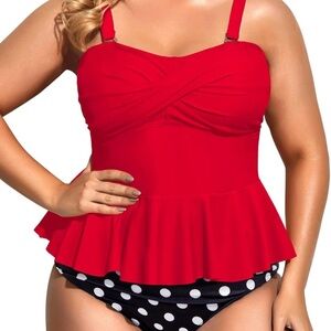 Red two piece tankini size 22